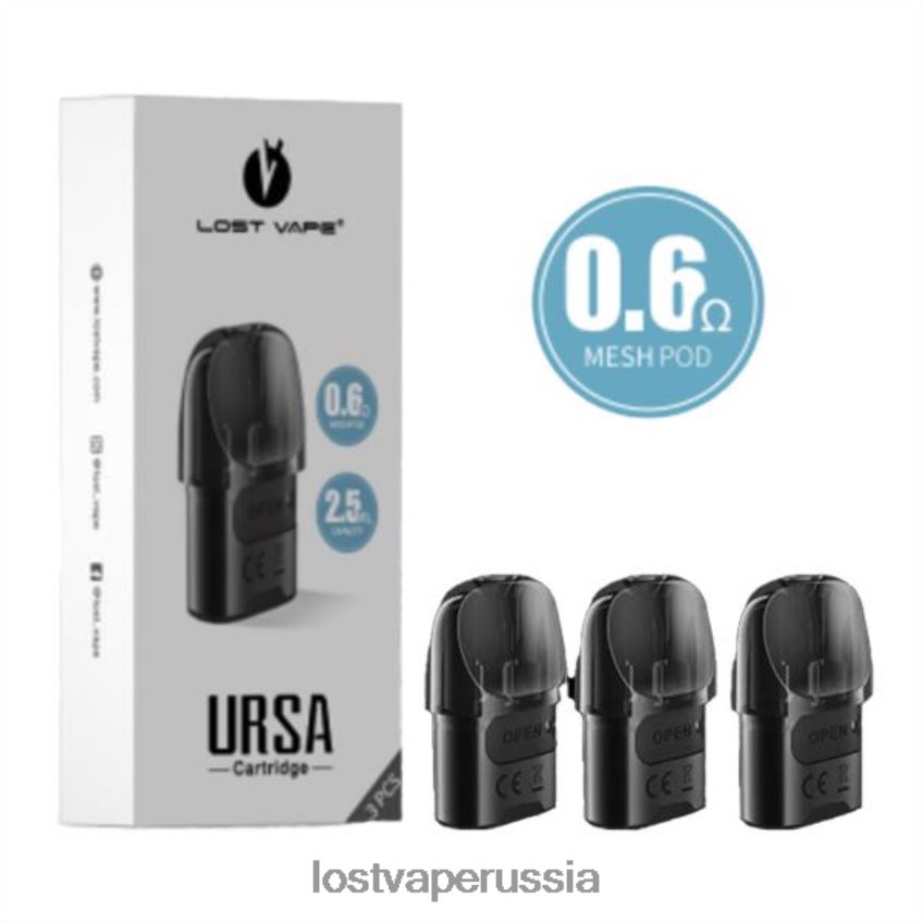 Lost Vape URSA сменные капсулы | 2,5 мл (3 упаковки) черный 0,6 Ом 6XB64J6 - Lost Vape Disposable